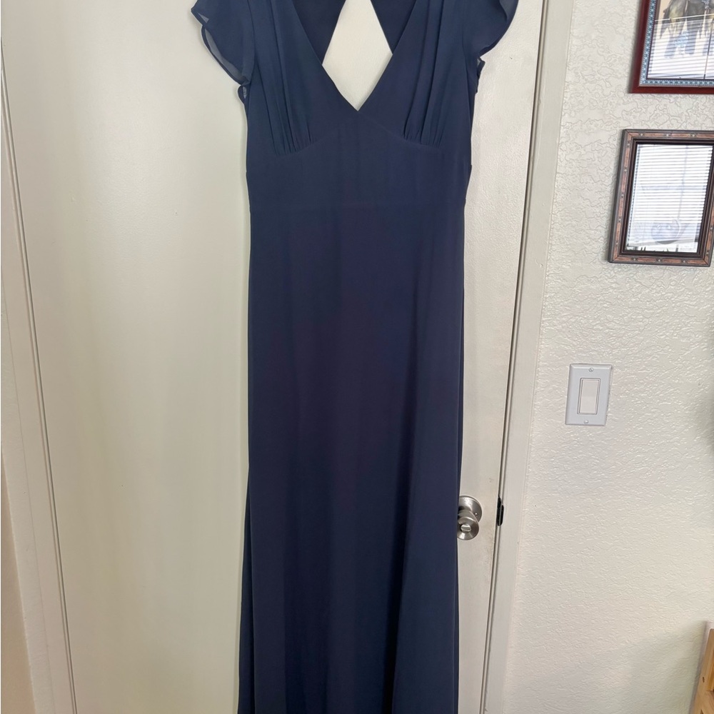 Modcloth Blue Flutter Sleeve Gown
